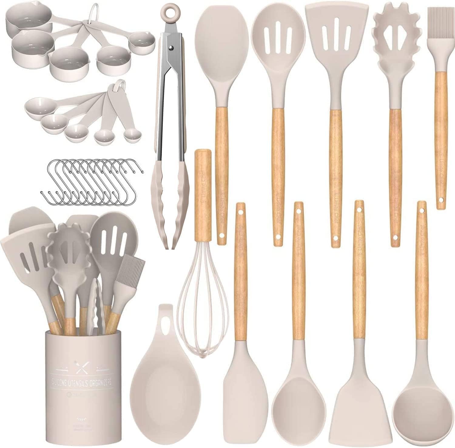 Image of beige cooking utensils.