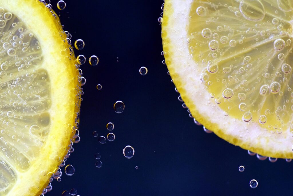 Image of lemon slices in water.