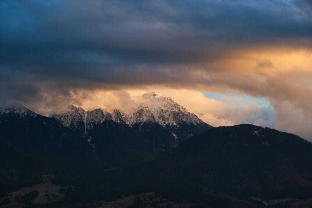 Image of mountains and a sunset.