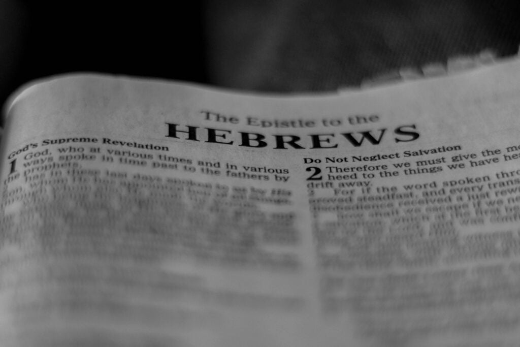 Up close shot of Hebrews in scripture.