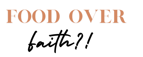 Image of logo, Food over Faith on a white background.