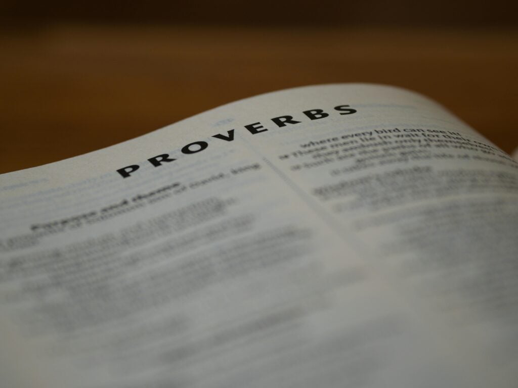 Image of the Book of Proverbs in the bible.