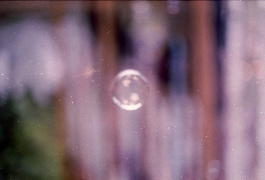 A single bubble floating.