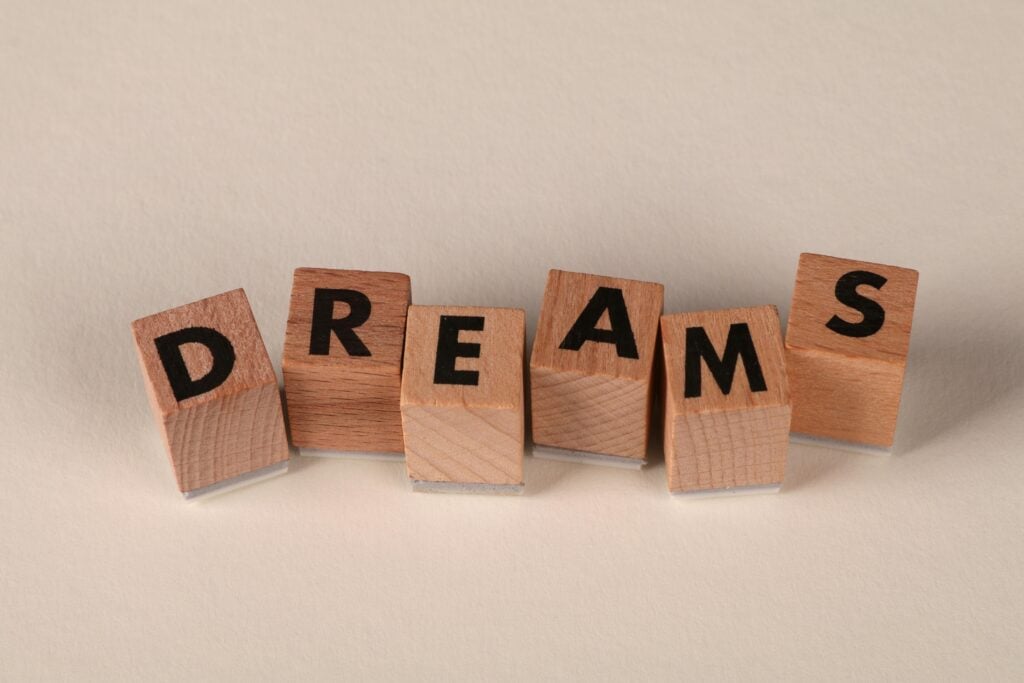 Letter blocks spelling the word, Dream.